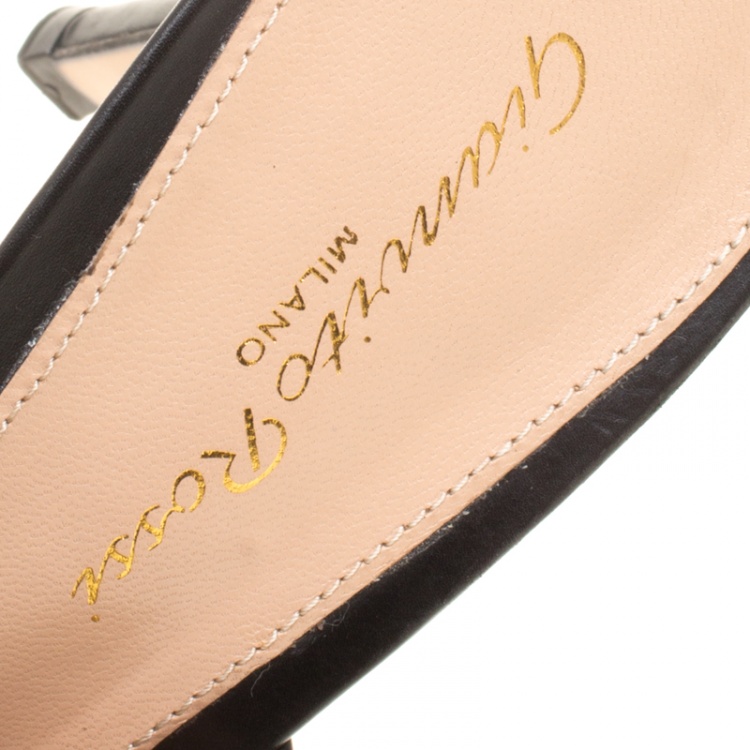 Pre Owned Gianvito Rossi Black Leather Peep Toe Mules Size 38