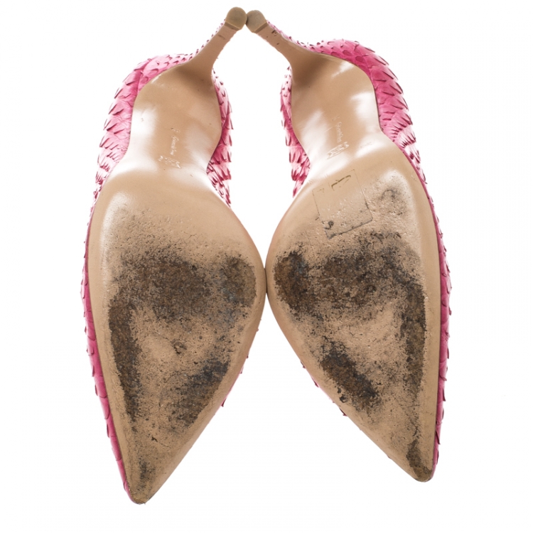 Pre Owned Gianvito Rossi Pink Python Pointed Toe Pumps Size 39