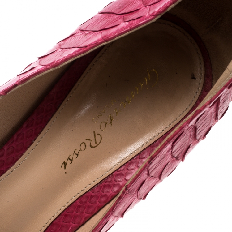 Pre Owned Gianvito Rossi Pink Python Pointed Toe Pumps Size 39