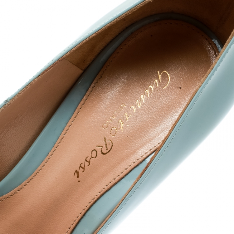 Pre Owned Gianvito Rossi Powder Blue Patent Leather Pointed Toe Pumps Size 36