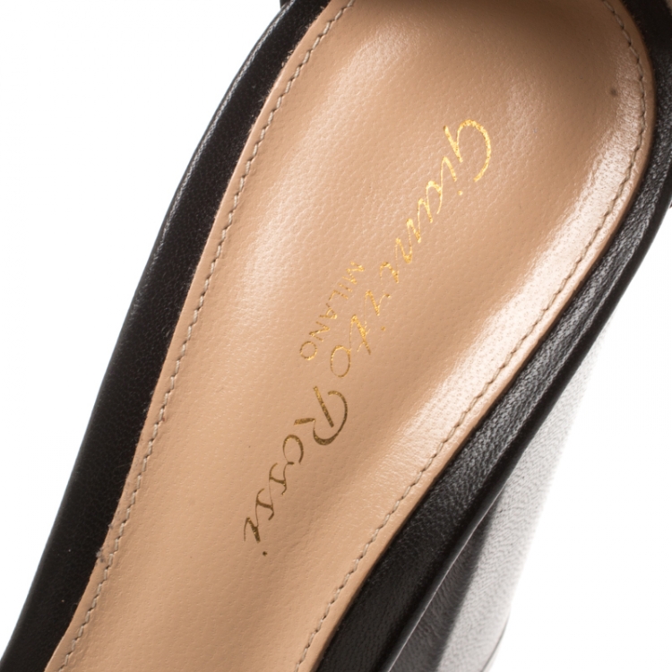 Pre Owned Gianvito Rossi Black Leather Versilia Ankle Strap Sandals Size 39