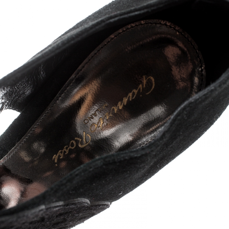 Pre Owned Gianvito Rossi Black Suede Cutout Sandals Size 40