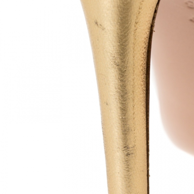 Pre Owned Gianvito Rossi Metallic Gold Leather And PVC Plexi Pumps Size 38