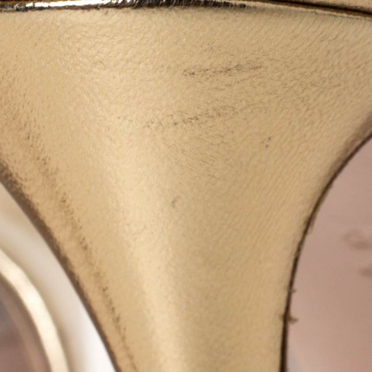 Pre Owned Gianvito Rossi Metallic Gold Leather And PVC Plexi Pumps Size 38