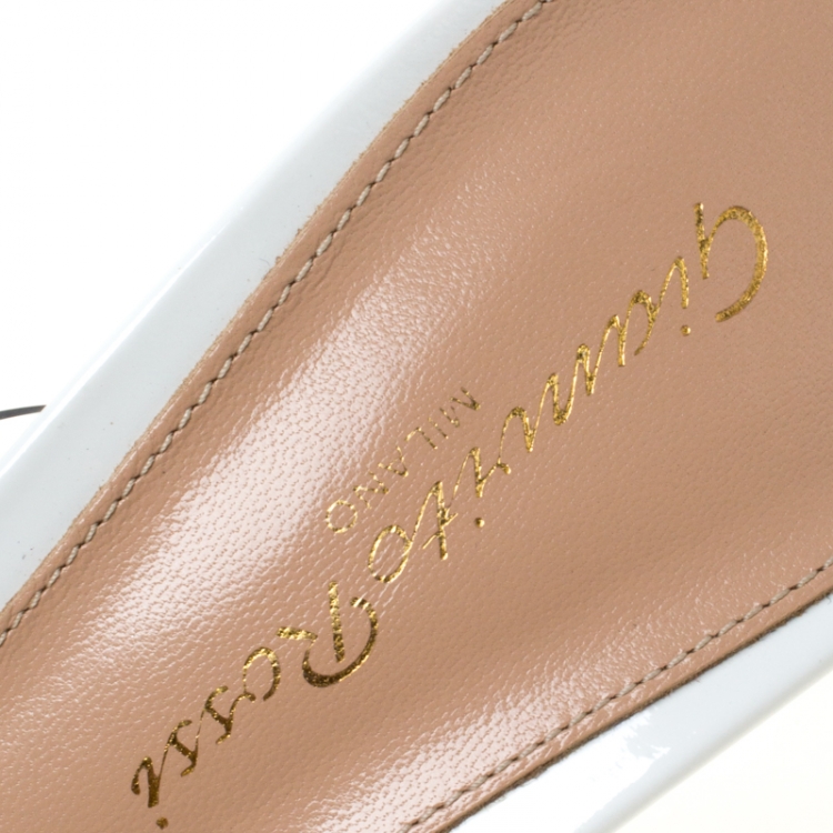 Pre Owned Gianvito Rossi White Leather and PVC Plexi Pointed Toe Mule Sandals Size 38