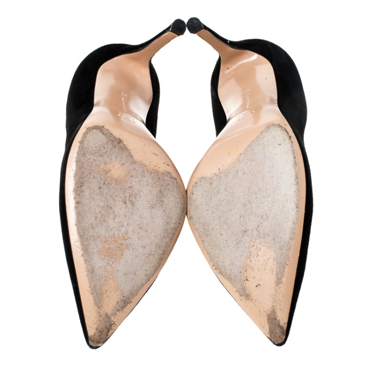 Pre Owned Gianvito Rossi Black Suede Pointed Toe Pumps Size 36