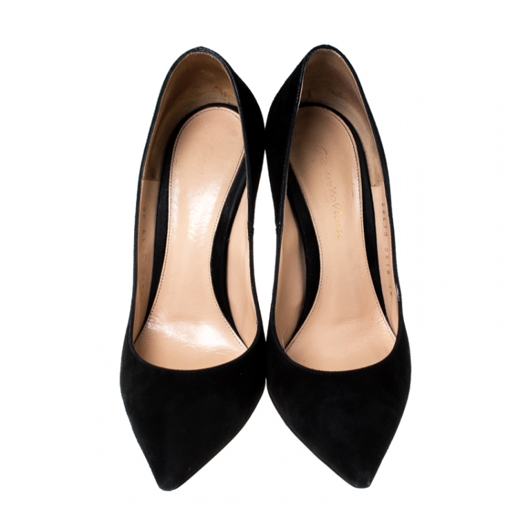 Pre Owned Gianvito Rossi Black Suede Pointed Toe Pumps Size 36