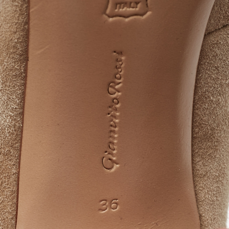 Pre Owned Gianvito Rossi Beige Suede Vamp Booties Size 36