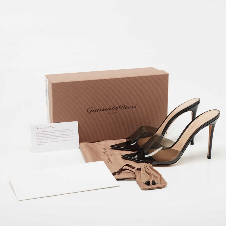 Pre Owned Gianvito Rossi Black PVC Elle 105 Slide Sandals Size 41