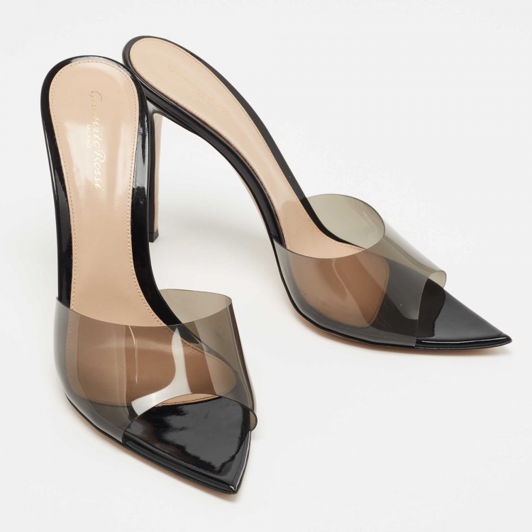 Pre Owned Gianvito Rossi Black PVC Elle 105 Slide Sandals Size 41