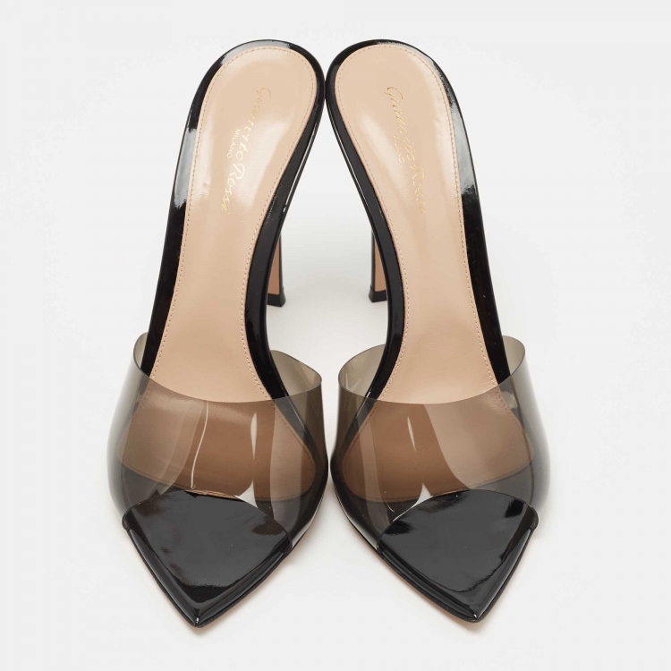 Pre Owned Gianvito Rossi Black PVC Elle 105 Slide Sandals Size 41