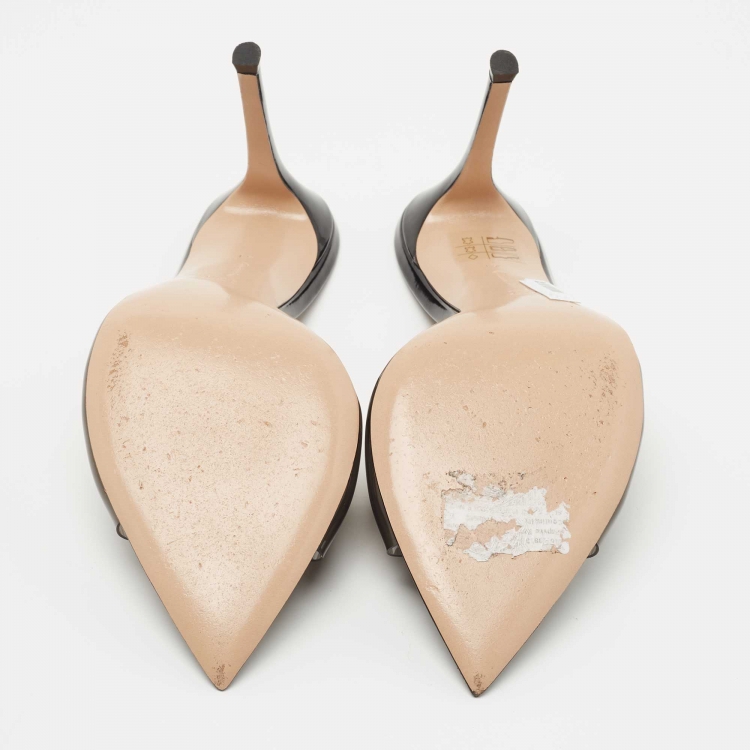 Pre Owned Gianvito Rossi Black PVC Elle 105 Slide Sandals Size 41