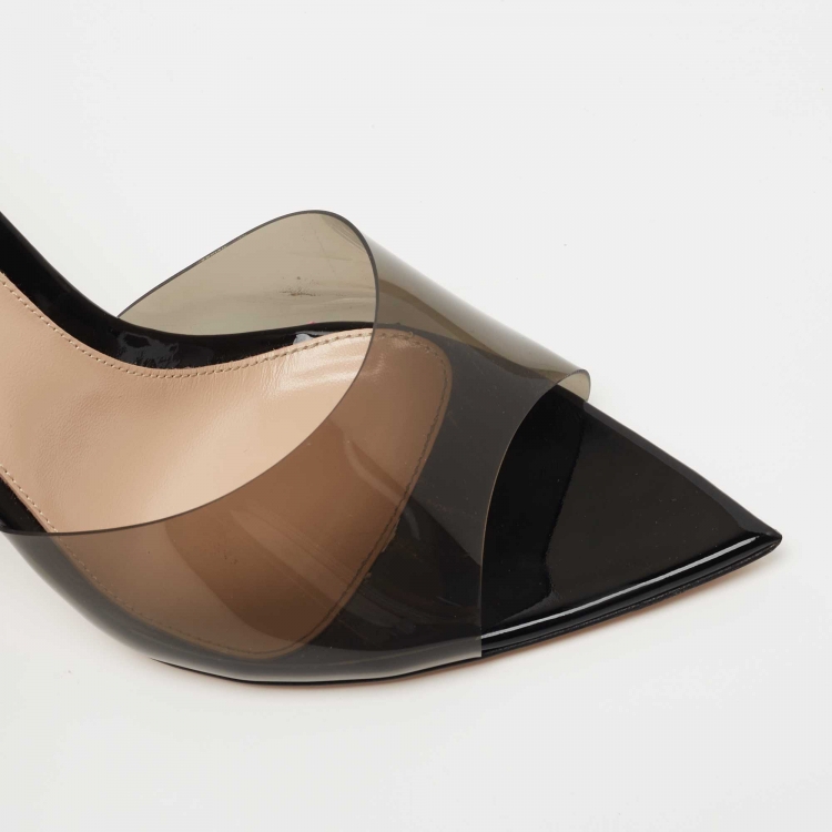 Pre Owned Gianvito Rossi Black PVC Elle 105 Slide Sandals Size 41