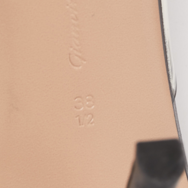 Pre Owned Gianvito Rossi Beige /Black Leather and PVC  Plexi  Pointed Toe Mules Size 38.5