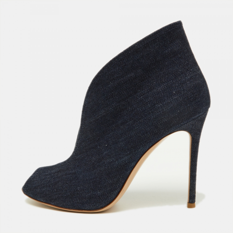 Blue jean peep toe clearance booties