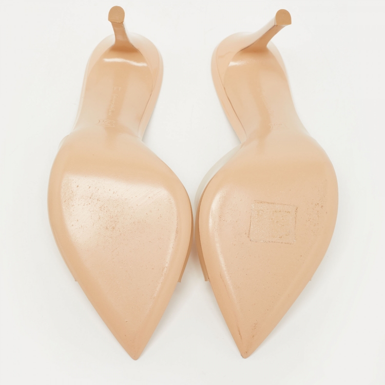 Pre Owned Gianvito Rossi Beige PVC Elle Slide Sandals Size 38