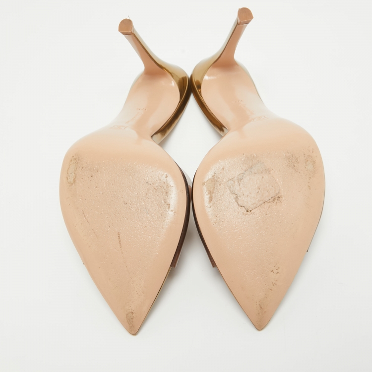 Pre Owned Gianvito Rossi Brown PVC Elle Slide Sandals Size 37.5