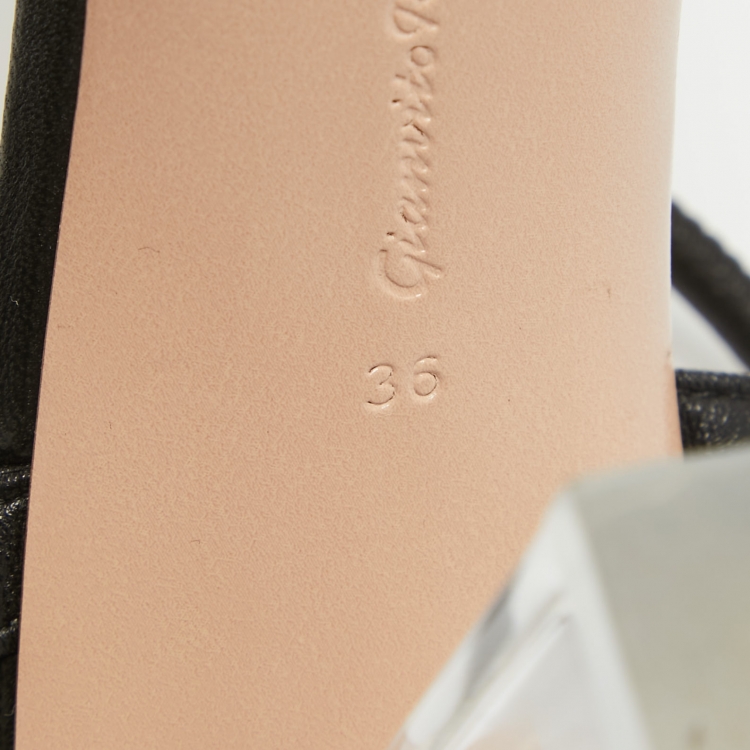 Pre Owned Gianvito Rossi Black/Transparent Leather and PVC Ankle Strap Sandals Size 36