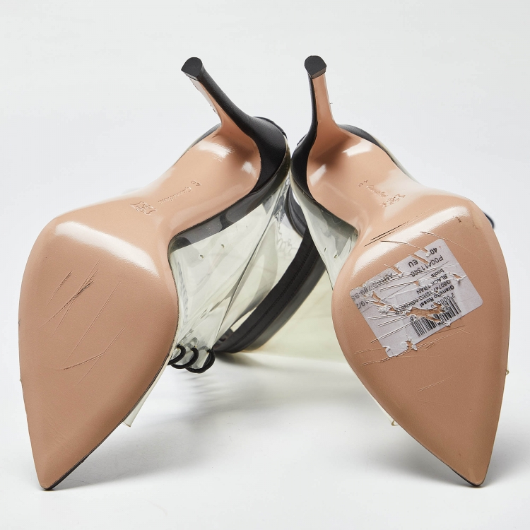 Pre Owned Gianvito Rossi Transparent/Black Leather and PVC Nikita Over The Knee Length Boots Size 40