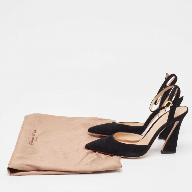 Pre Owned Gianvito Rossi Black Suede Slingback Pumps Size 39