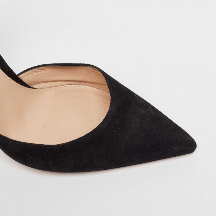 Pre Owned Gianvito Rossi Black Suede Slingback Pumps Size 39