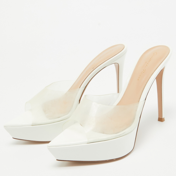 Pre Owned Gianvito Rossi Transparent PVC Slide Sandals Size 37.5