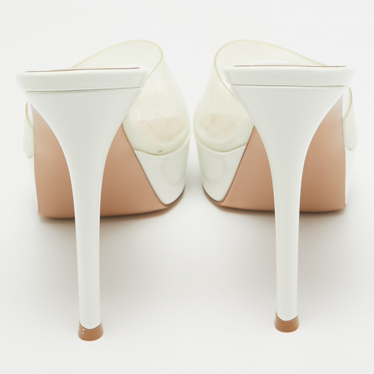 Pre Owned Gianvito Rossi Transparent PVC Slide Sandals Size 37.5