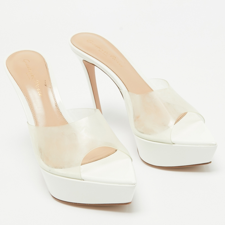 Pre Owned Gianvito Rossi Transparent PVC Slide Sandals Size 37.5