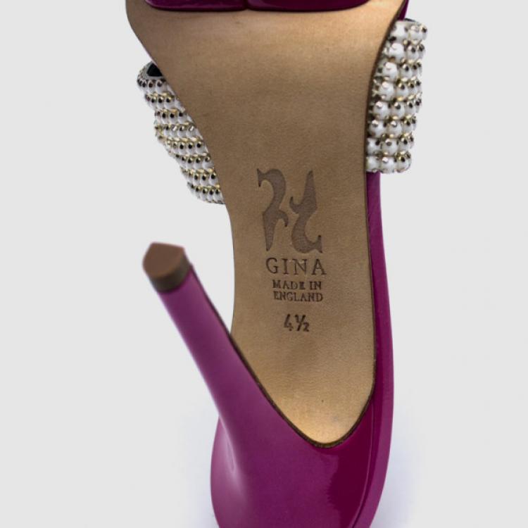 Pre Owned Gina Pink Embellished 'Dido' High Heel Slides Size 37.5