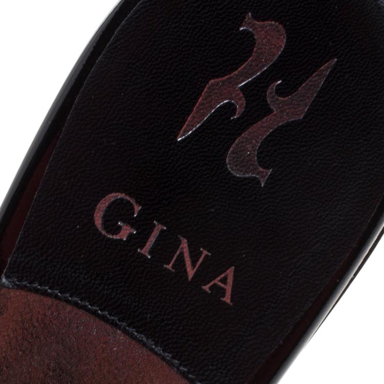 Pre Owned Gina Silver Crystal Embellished Flat Slides Size 40