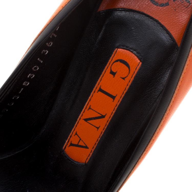 Pre Owned Gina Two Tone Leather Tori Pumps Size 36