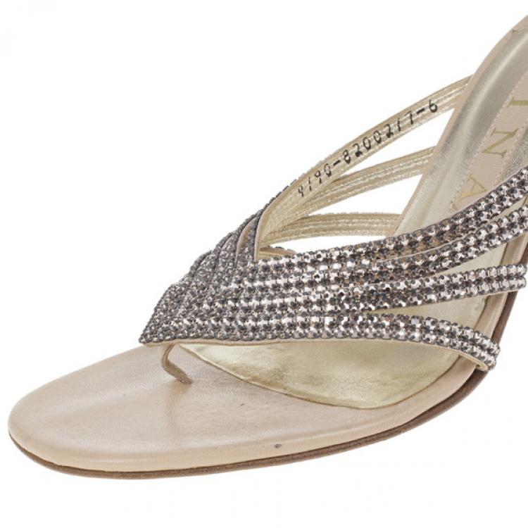 Pre Owned Gina Crystal Thong Sandals Size 39