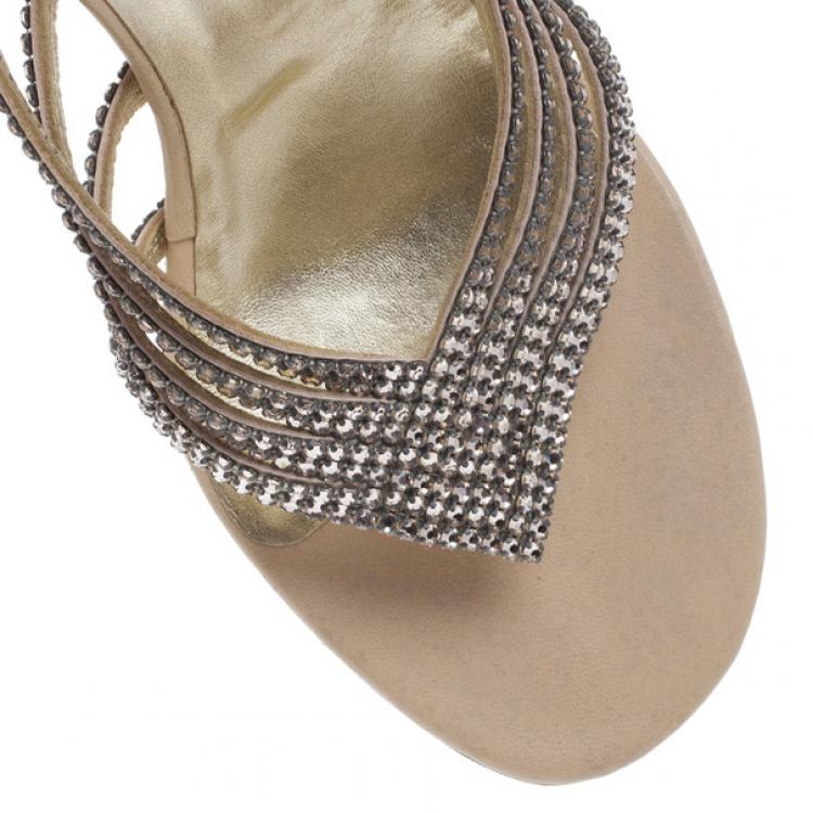 Pre Owned Gina Crystal Thong Sandals Size 39