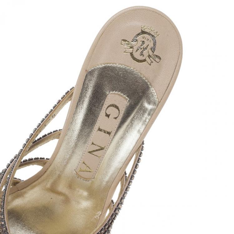 Pre Owned Gina Crystal Thong Sandals Size 39