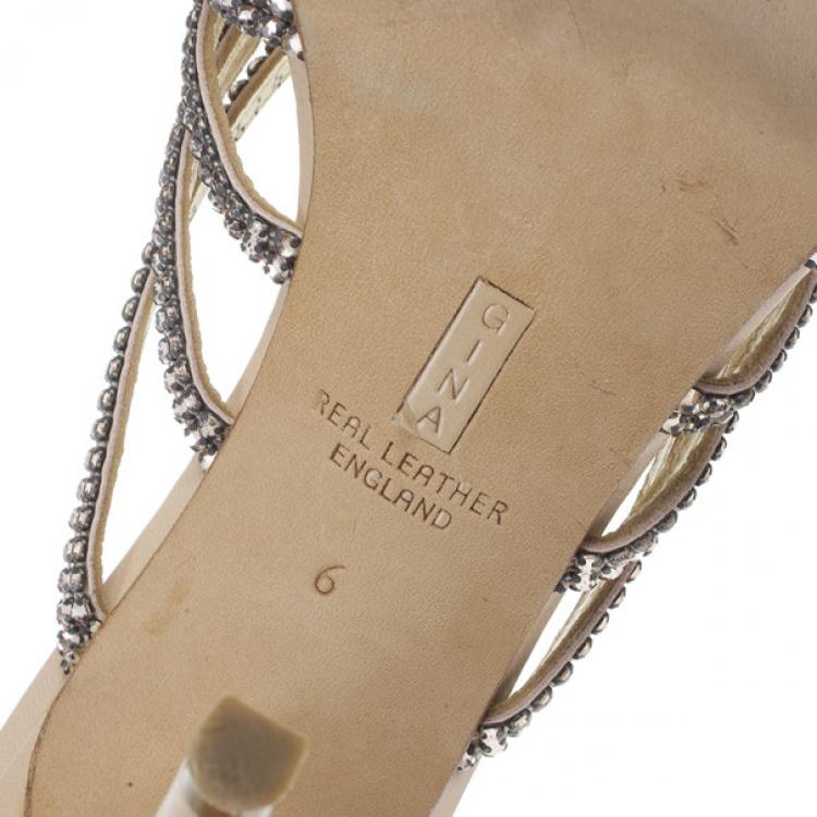 Pre Owned Gina Crystal Thong Sandals Size 39