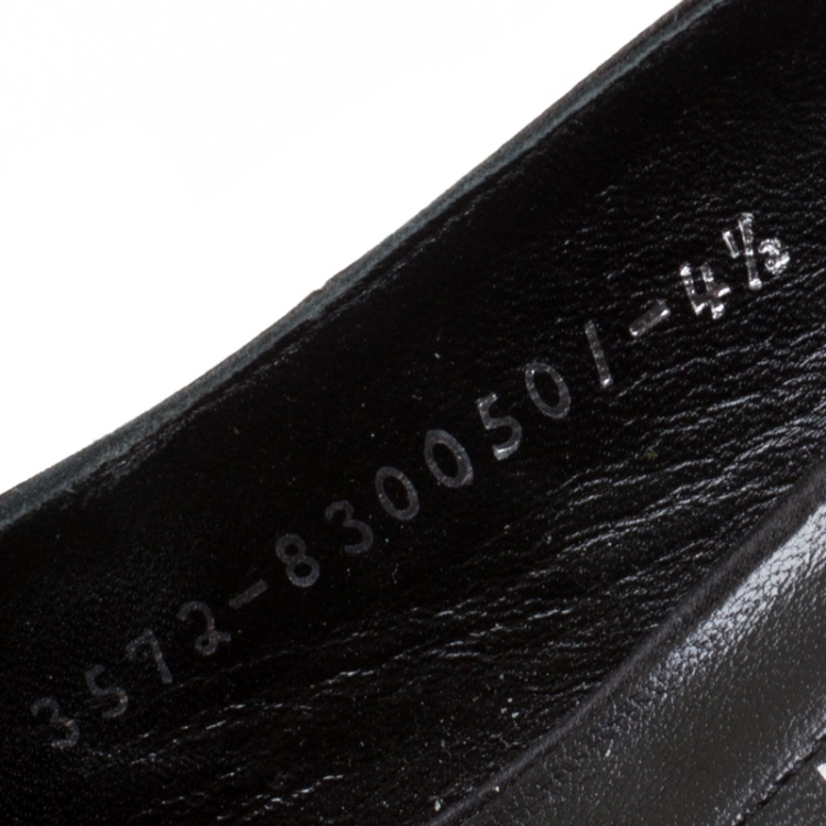 Pre Owned Gina Black Satin Crystal Embellished Platform Peep Toe Slingback Sandals Size 37.5