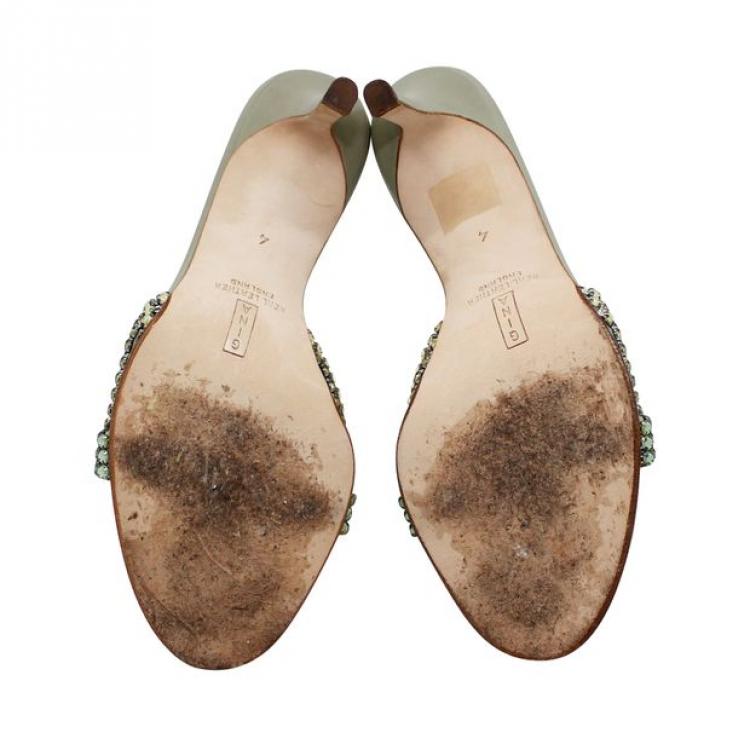 Pre Owned Gina Silver Multicolored Swarovski Stones Sandals Size 37