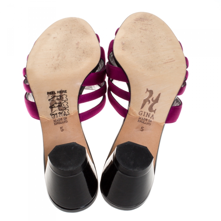 Pre Owned Gina Magenta Satin Strappy Open Toe Sandals Size 38