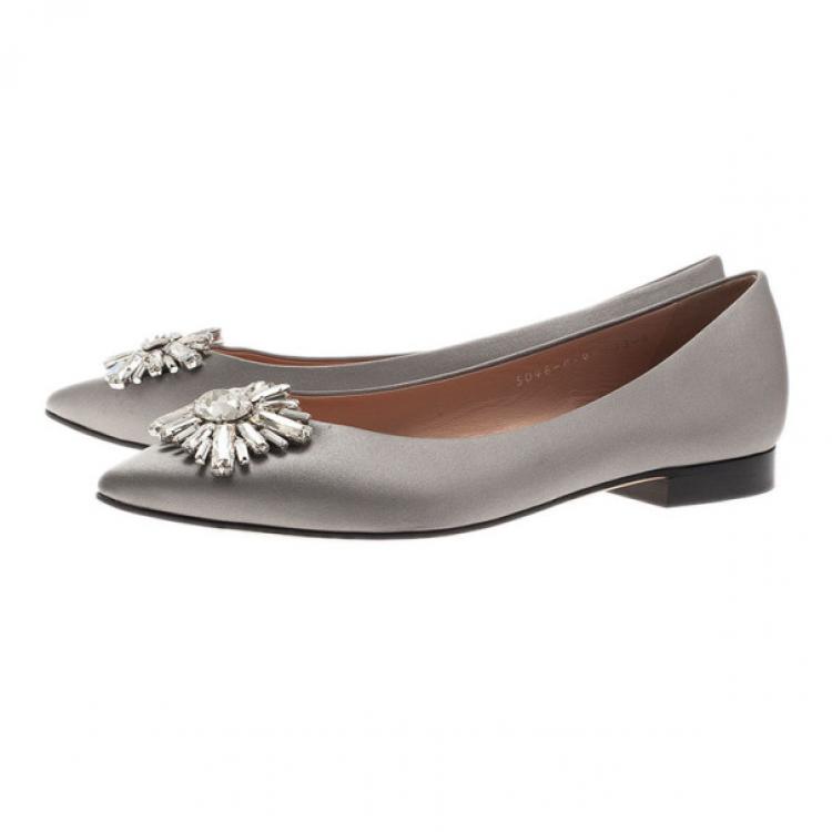 Pre Owned Gina Grey Satin Felicity Ballet Flats Size 39
