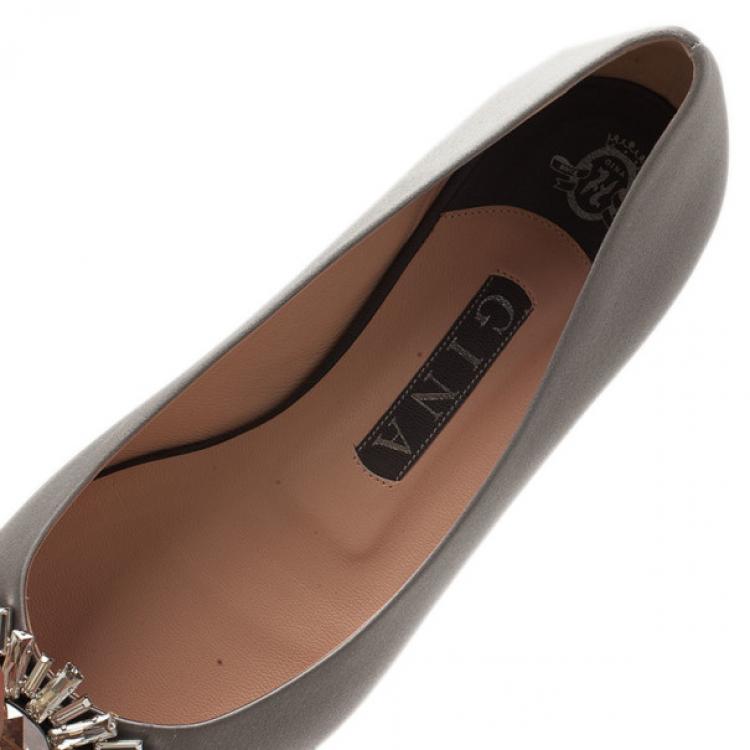 Pre Owned Gina Grey Satin Felicity Ballet Flats Size 39