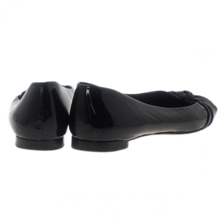 Pre Owned Gina Black Patent Ballet Flats Size 40
