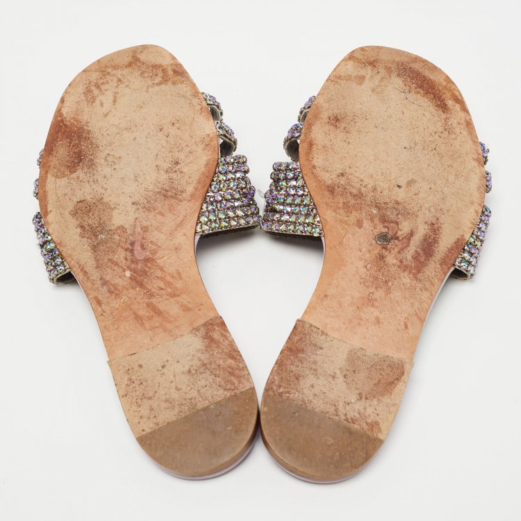 مملوكة مسبقًا Gina Lilac Leather Loren Flat Slides Size 39