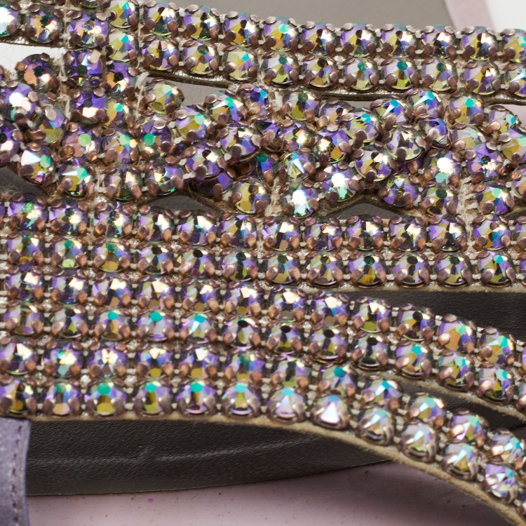 مملوكة مسبقًا Gina Lilac Leather Loren Flat Slides Size 39