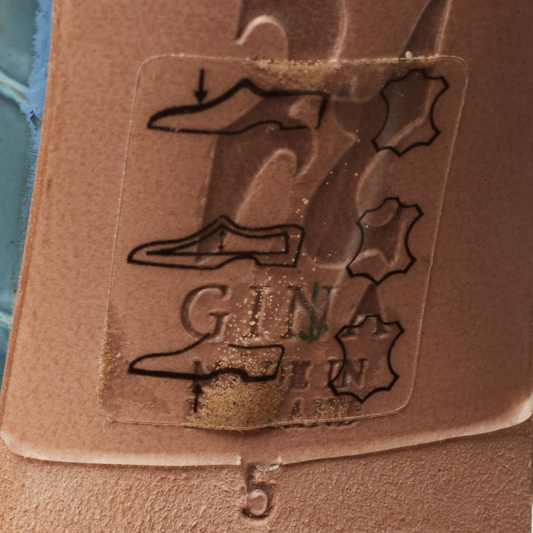 Pre Owned Gina Grey Croc Embossed Patent Crystal Embellished Loren Slides Size 38