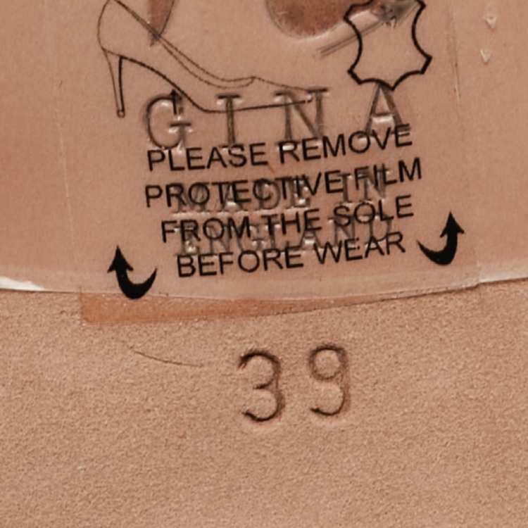 Pre Owned Gina Purple  Leather Embellished Slide Sandals Size 39