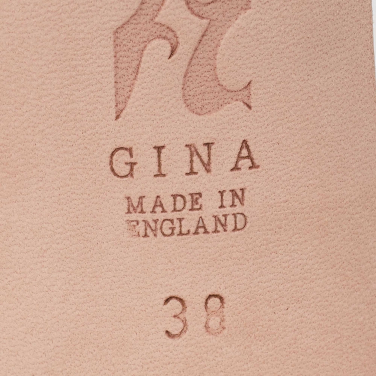 Pre Owned Gina Silver Crystal Embellished Leather Slide Sandals Size 38