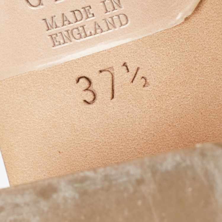 Pre Owned Gina Beige Croc Embossed Patent Rodeo Crystal Embellished Slides Size 37.5