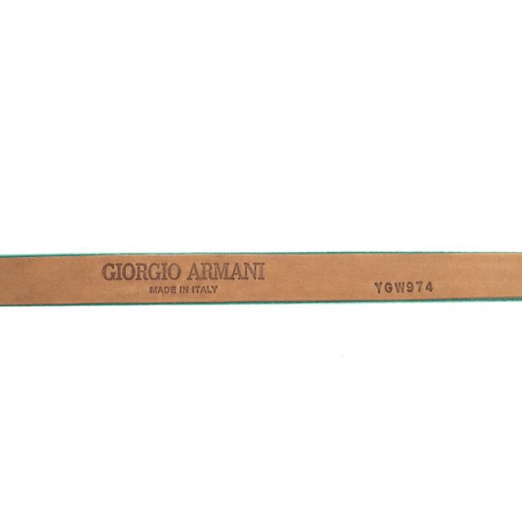 Pre Owned Giorgio Armani Satin Strass Logo Belt Size 44