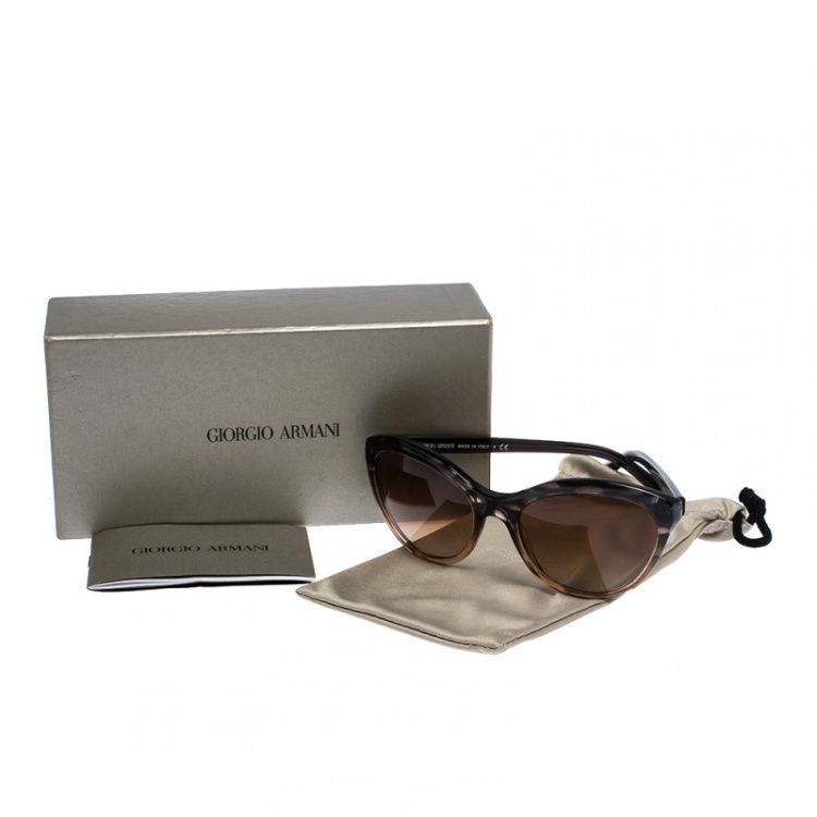 Pre Owned Giorgio Armani Black/Brown Gradient AR 8033 Oval Sunglasses 