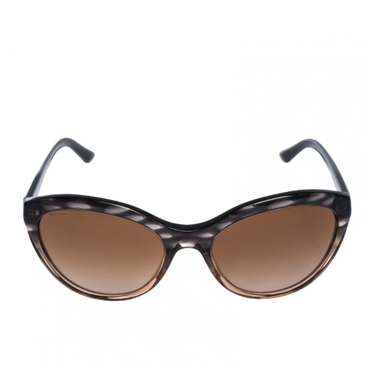 Pre Owned Giorgio Armani Black/Brown Gradient AR 8033 Oval Sunglasses 